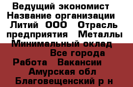 Ведущий экономист › Название организации ­ Литий, ООО › Отрасль предприятия ­ Металлы › Минимальный оклад ­ 24 000 - Все города Работа » Вакансии   . Амурская обл.,Благовещенский р-н